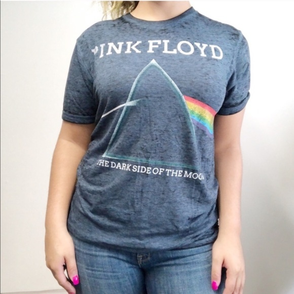 Pink Floyd Blue Burnout Short Sleeve Band Tee - Picture 1 of 7